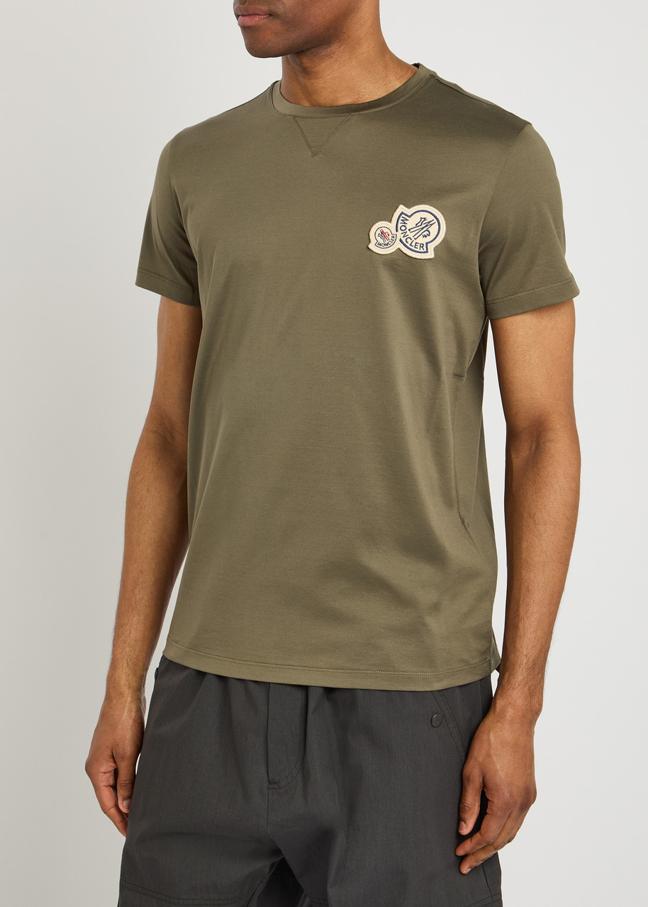 Moncler T-shirt Uni En Coton In Khaki