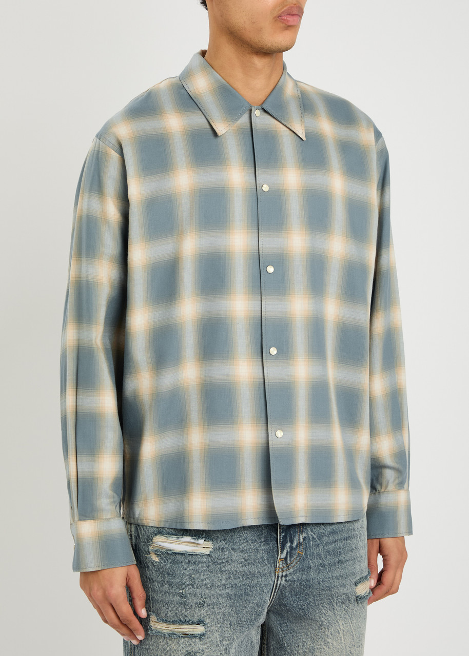 Second / Layer Second Layer Relaxed Long Sleeve Cotton-blend Shirt In Blue