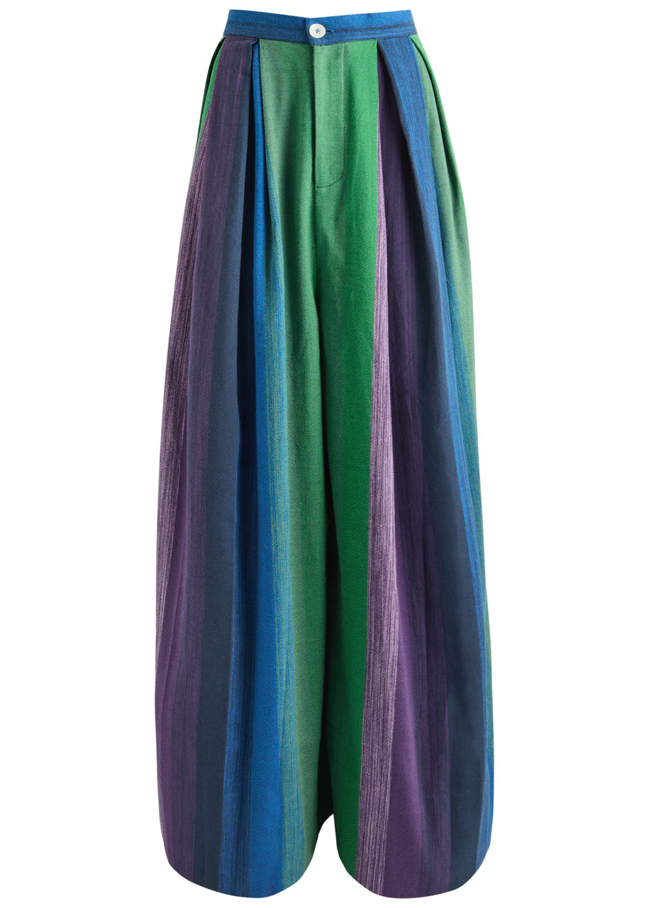 Marrakshi Striped-jacquard Wide-leg Cotton Trousers - Multicoloured 1 - Xxs (UK4 / Xxs)