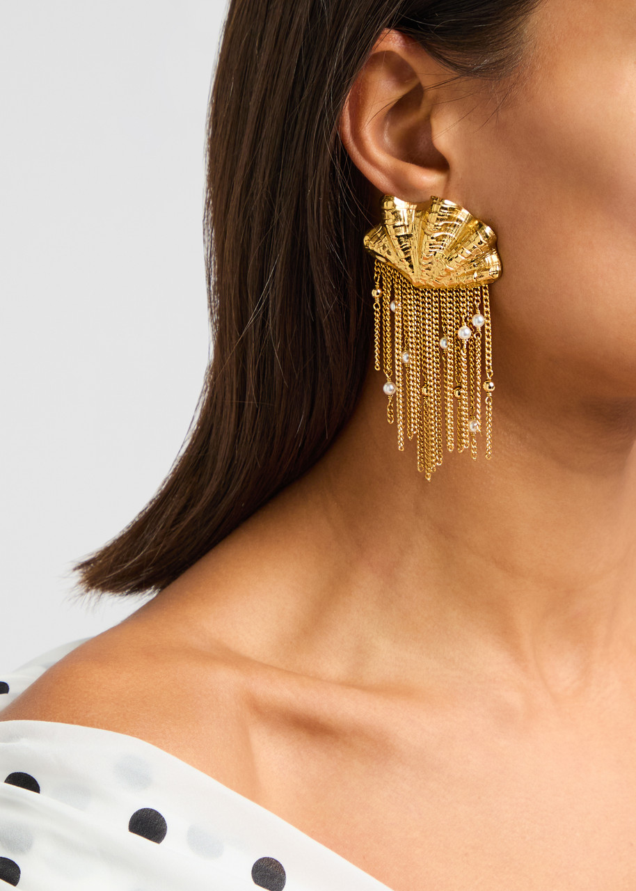 Chloé Chloe The Shells Fringed Drop Earrings In Gold