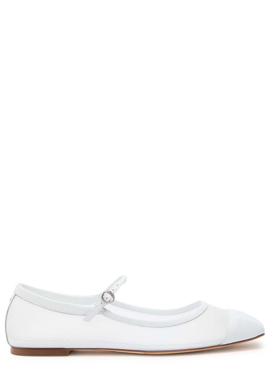 Aeyde Round Toe Ballerina Shoes With Contrast Piping In White
