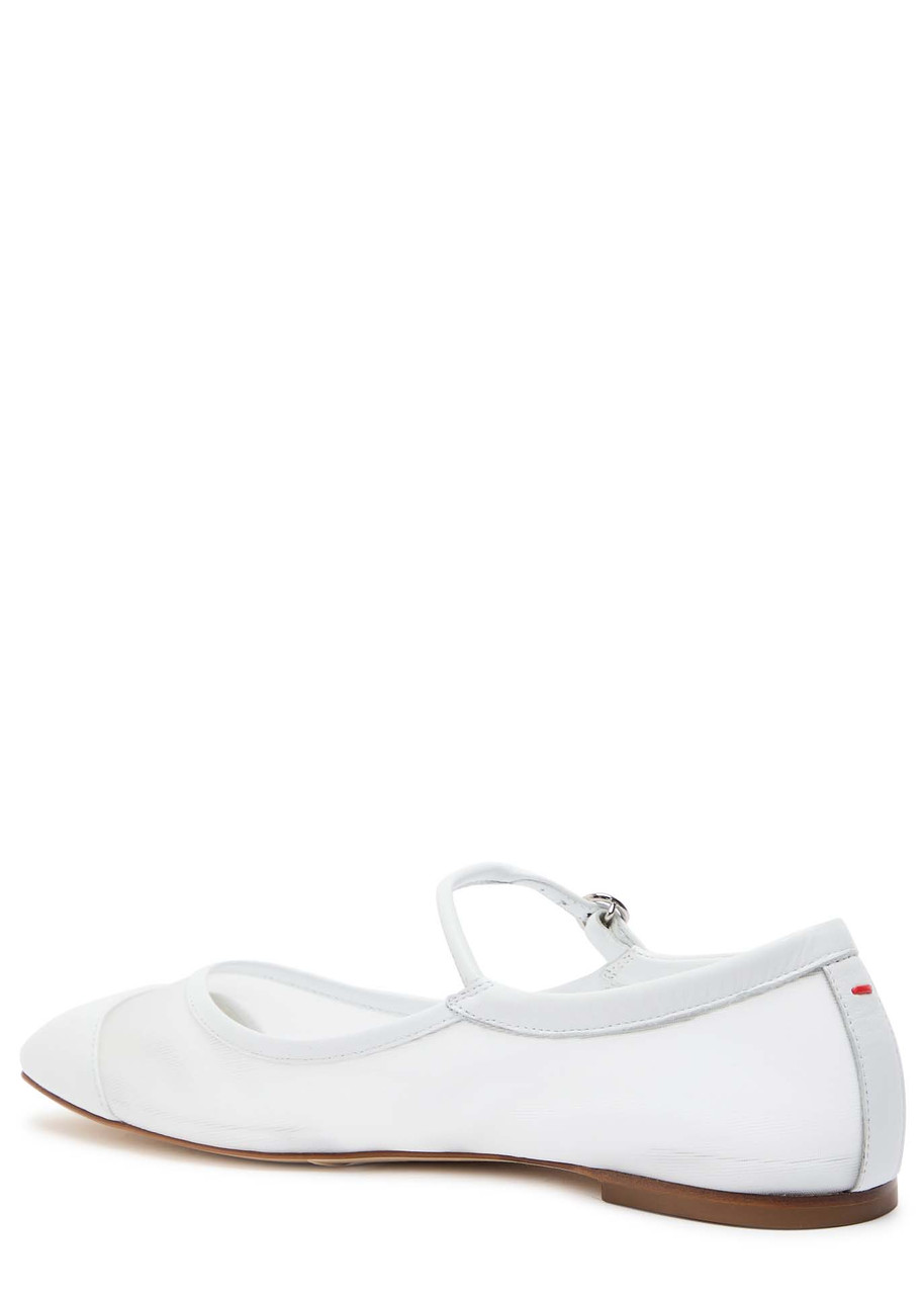 Aeyde Round Toe Ballerina Shoes With Contrast Piping In White
