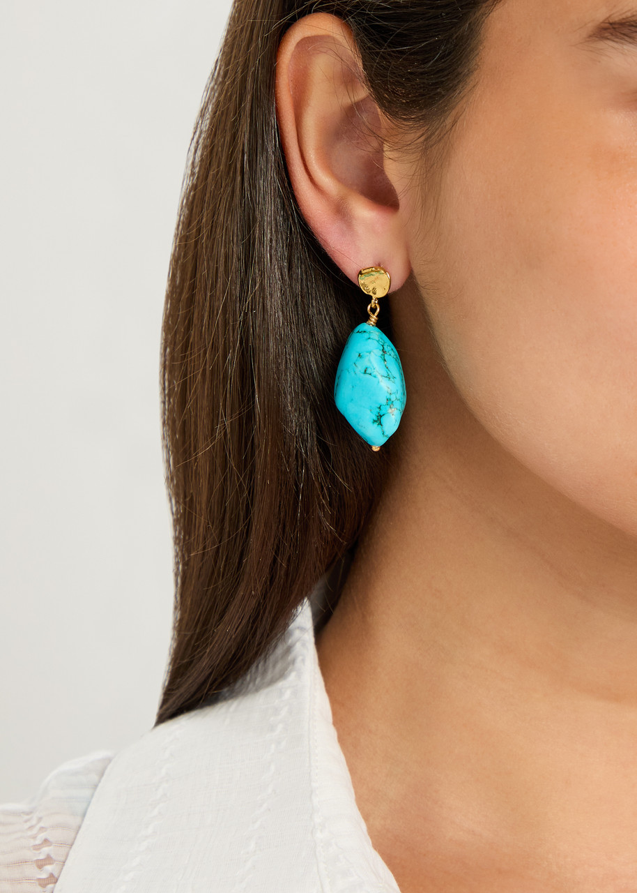 Anni Lu La Mer Turquoise Drop Earrings In Aqua