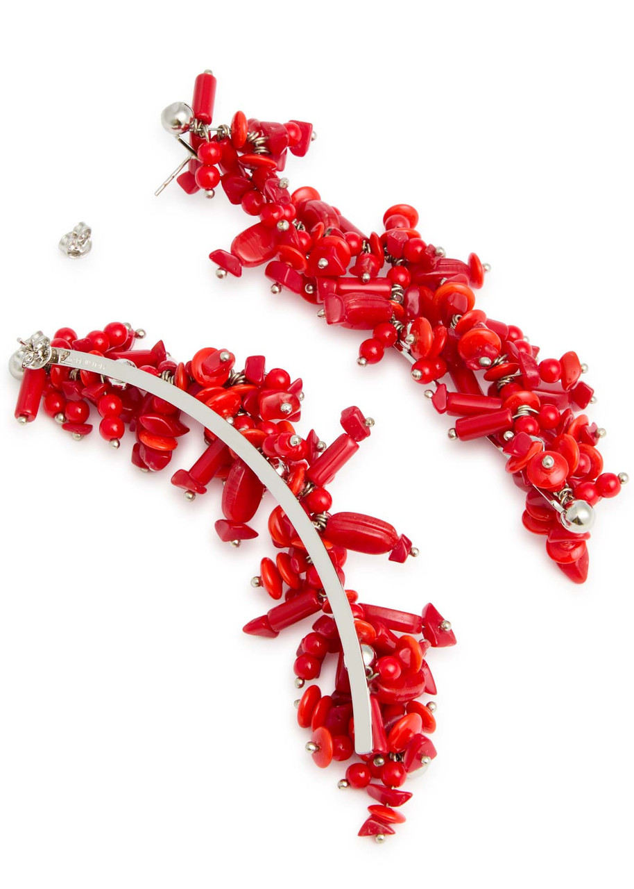  Dries Van Noten Beaded Drop Earrings - Red - One Size 
