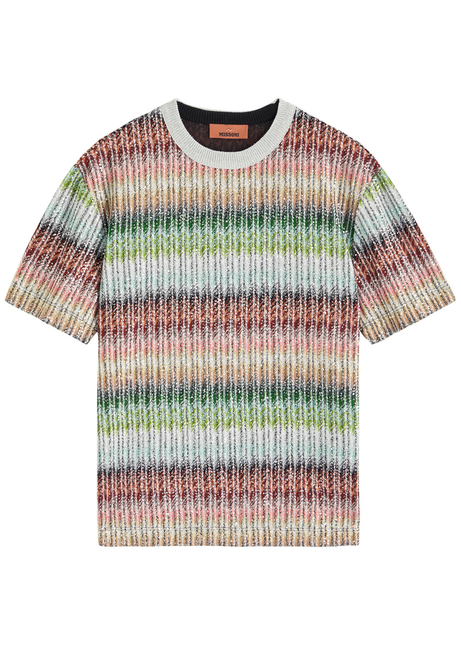 Missoni Striped Sequin-embellished T-shirt - Multicoloured - L (UK14 / L)