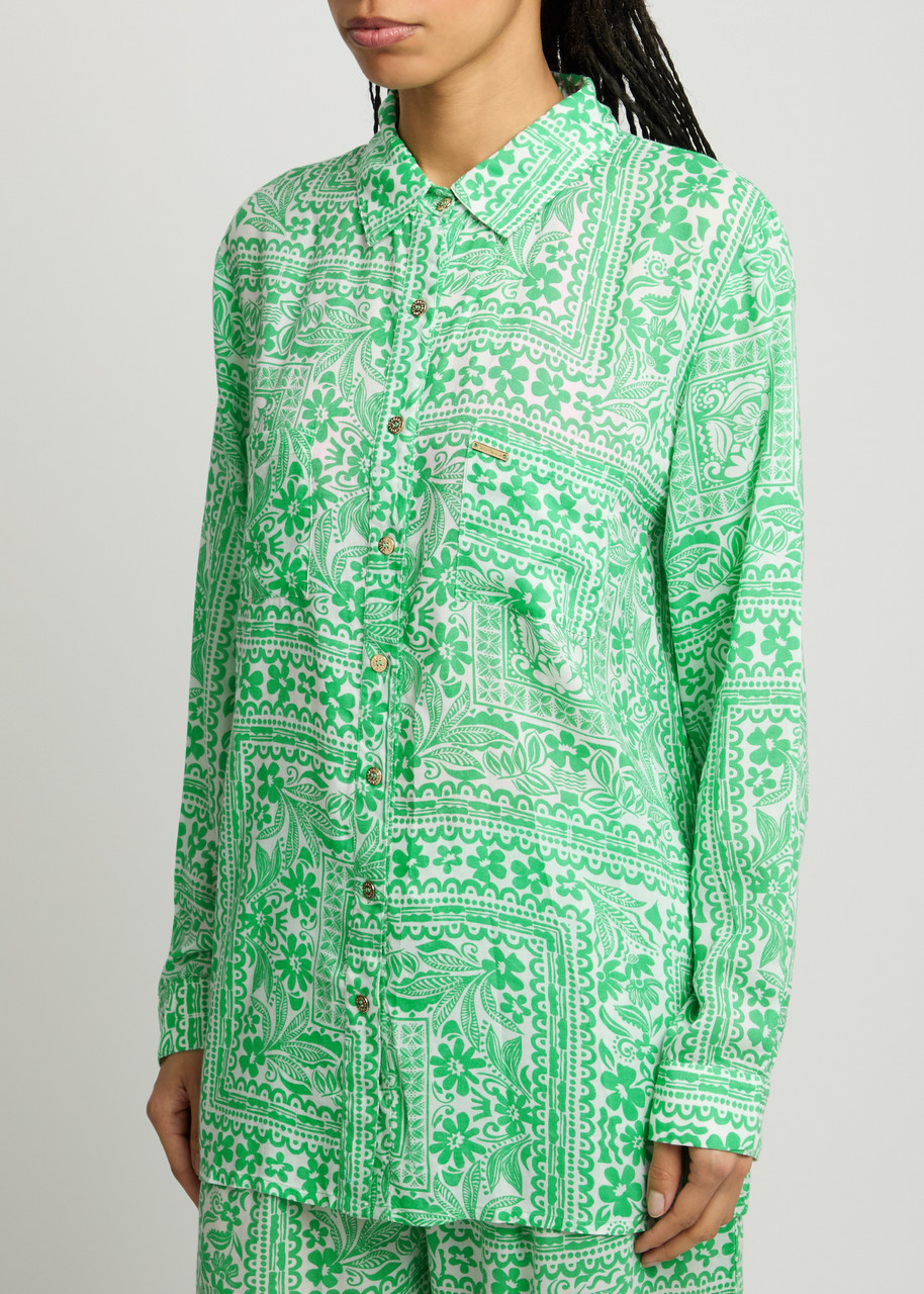 Melissa Odabash Womens Medina Millie Abstract-pattern Woven Shirt Xs In Green