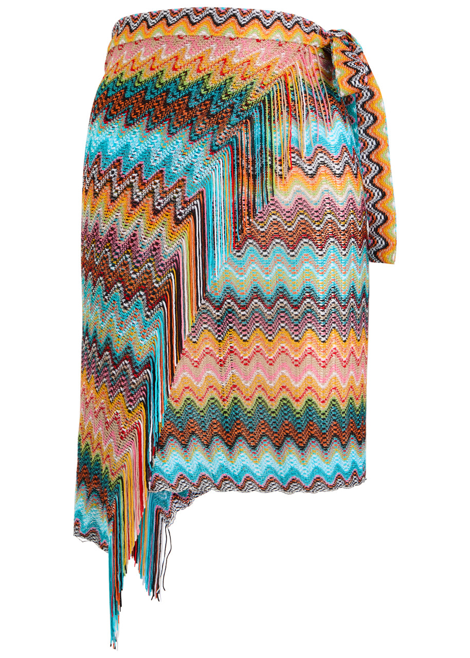 Missoni Zigzag-intarsia Fine-knit Sarong In Multicoloured