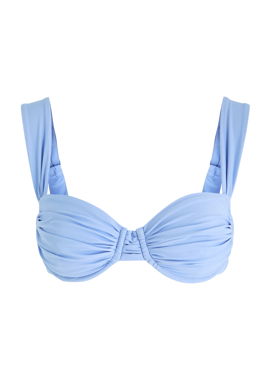 Faithfull The Brand Sol Ruched Bikini top - Blue - M (UK12 / M)