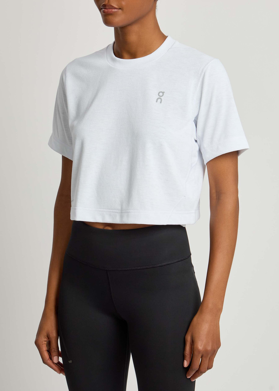 On Train-t Logo Cropped Jersey T-shirt In White