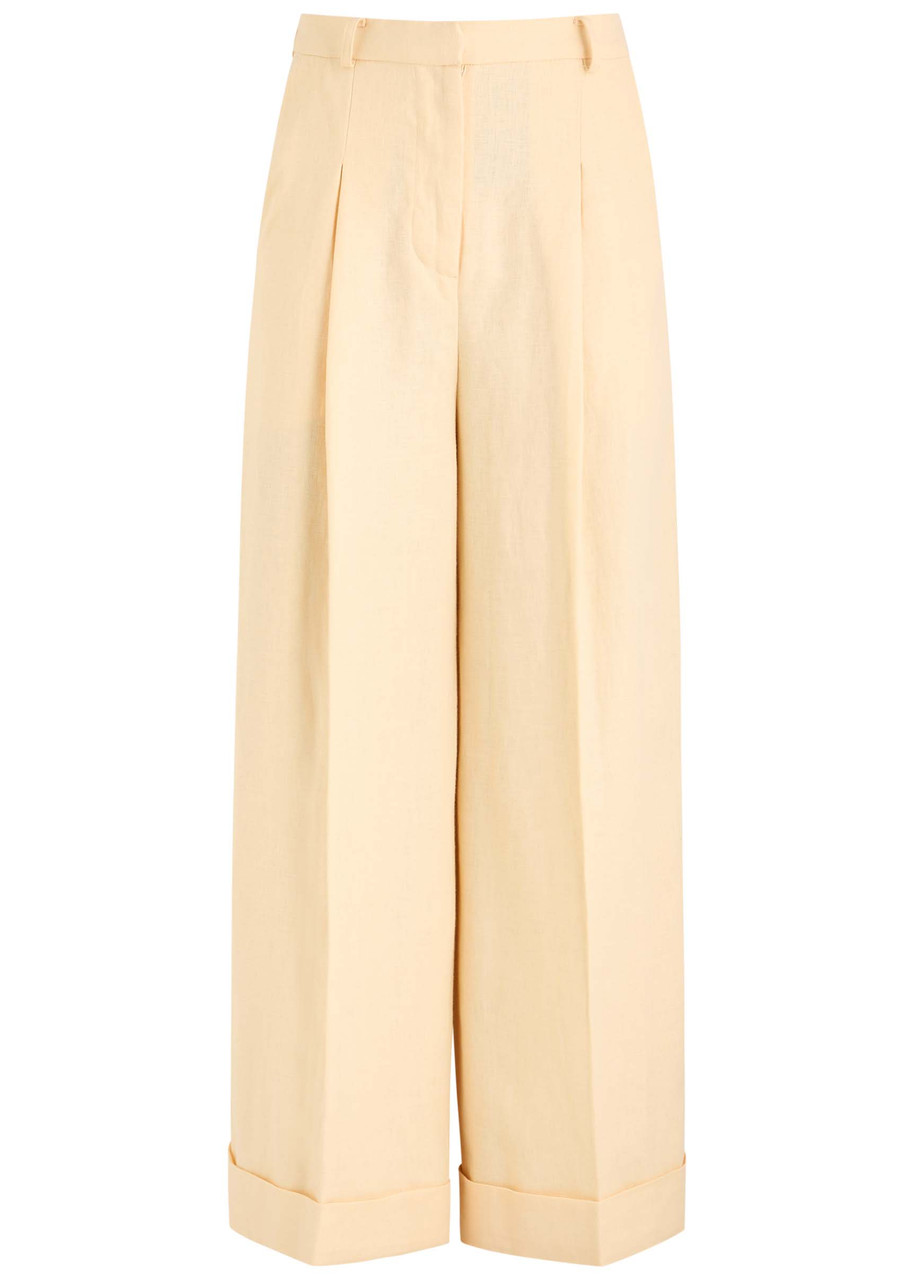 Faithfull The Brand Clover Wide-leg Linen Trousers In Yellow
