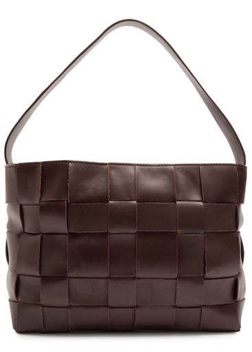 Woven mini leather tote