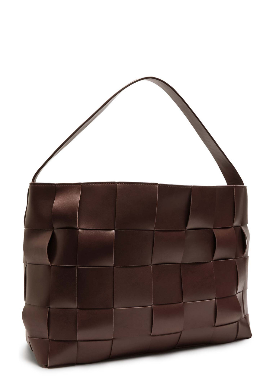 St Agni St. Agni Woven Large Leather Tote In Chocolate