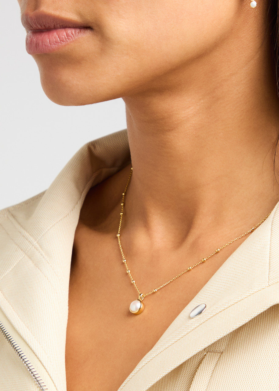 Daisy London Pearl Healing Stone 18kt Gold-plated Necklace In Pearl