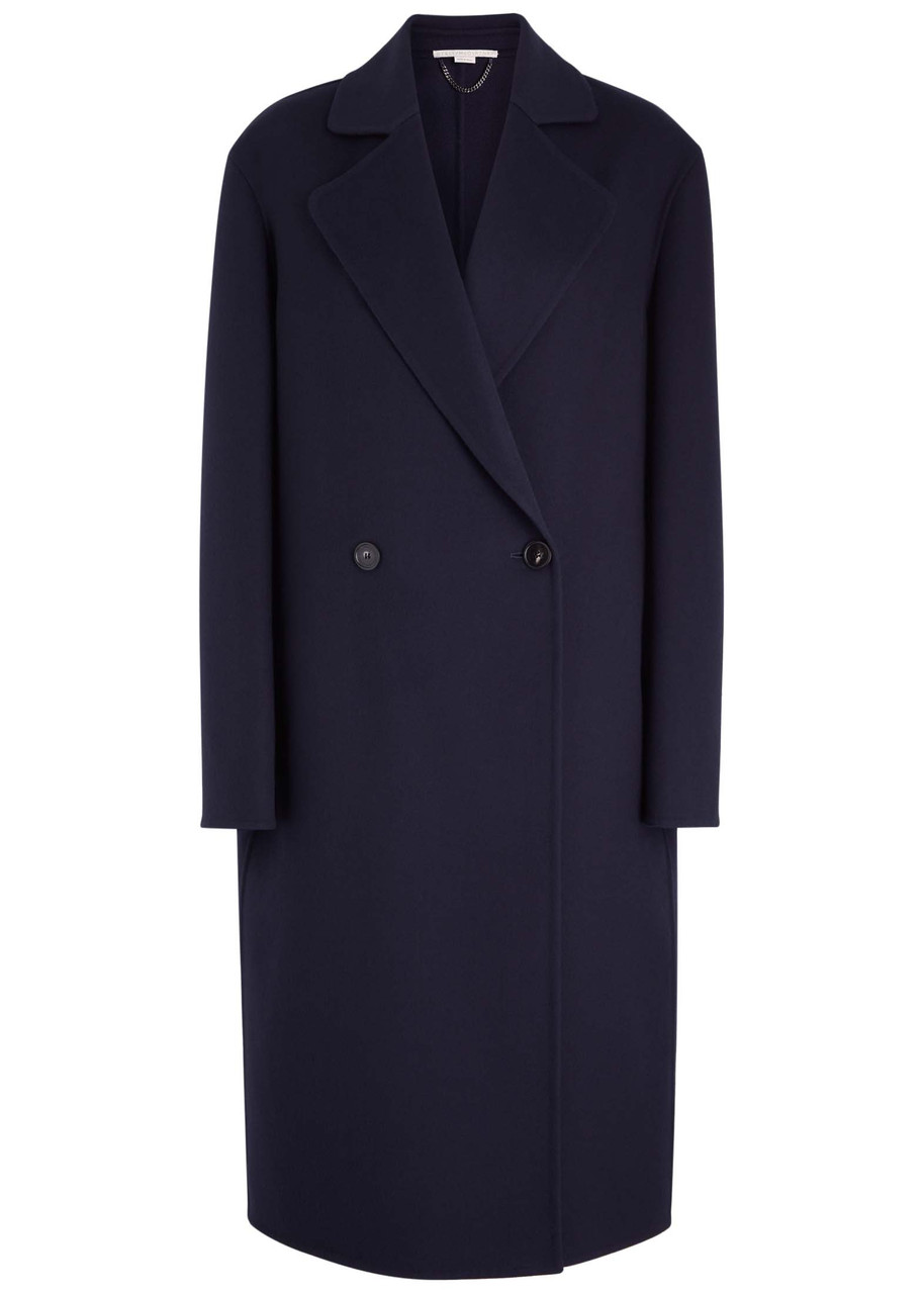 Stella Mccartney Oversized Double-breasted Wool Coat In Navy