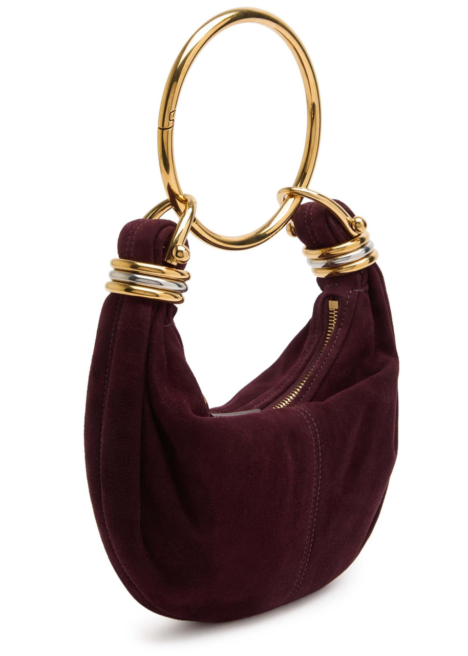 Chloé Womens Deep Violine Bracelet Hobo Mini Suede Top-handle-bag In Burgundy