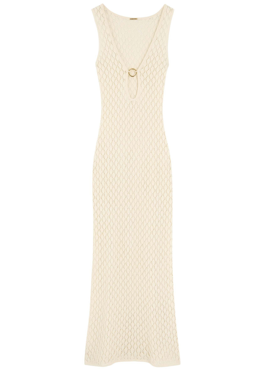 Away That Day Abaco Crochet Maxi Dress In Ecru
