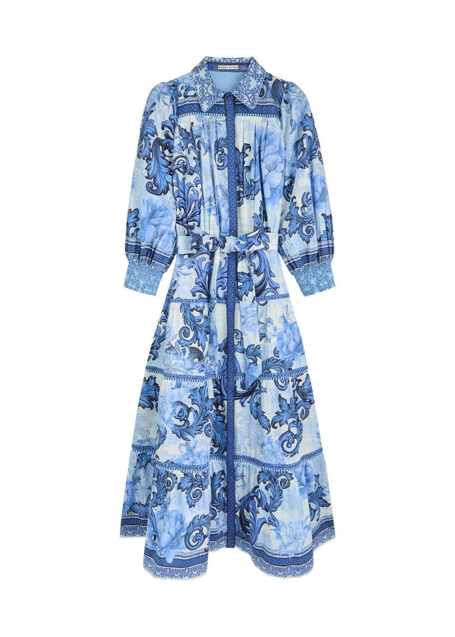 Alice + Olivia Geneva Stretch-cotton Midi Shirt Dress - Blue