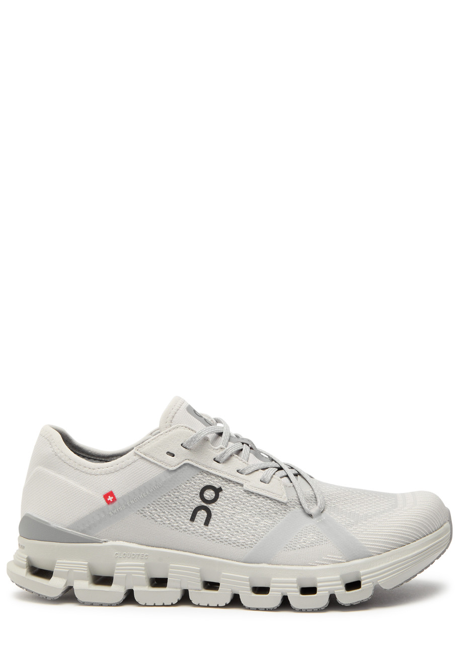 On Cloud X 4 Ad Panelled Mesh-knit Sneakers In White And Grey