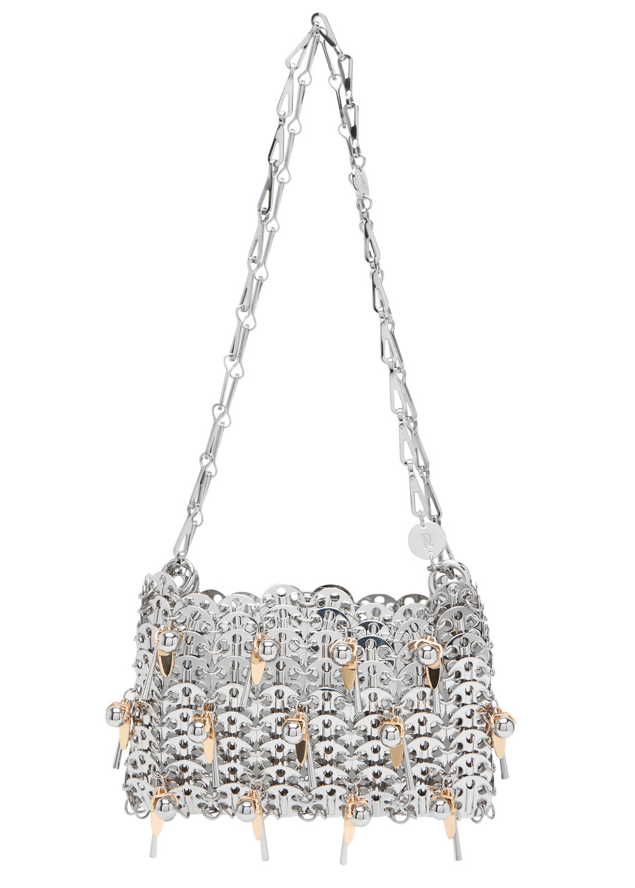 Rabanne 1969 Nano Embellished Shoulder Bag In Silver