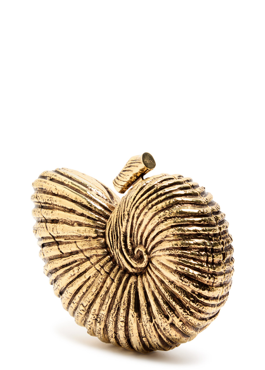 Chloé Chloe Sea Treasures Shell Box Clutch In Gold