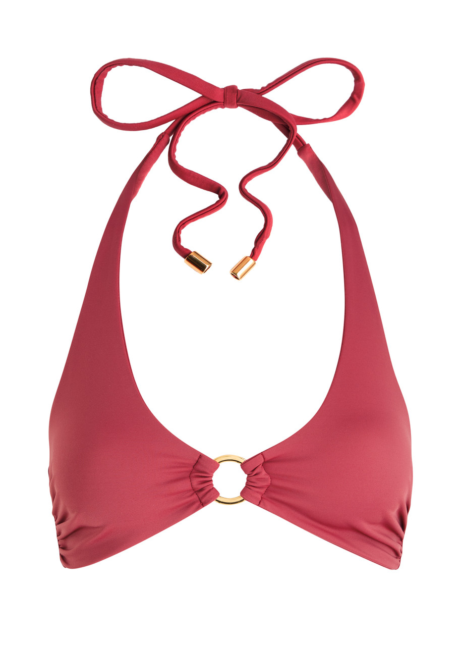 Away That Day Sorrento Halterneck Bikini Top In Rose