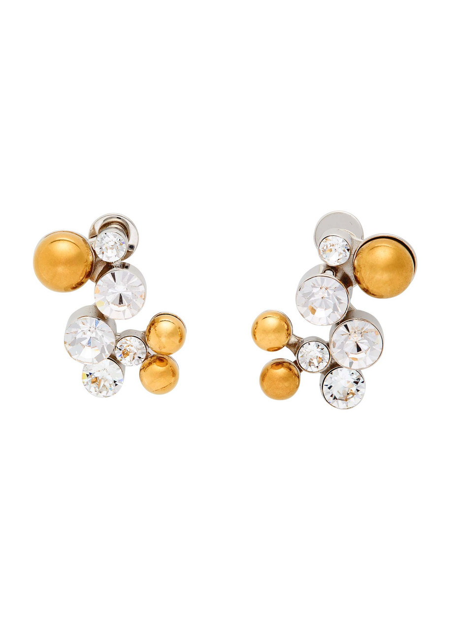 Dries Van Noten Crystal-embellished Stud Earrings In Silver