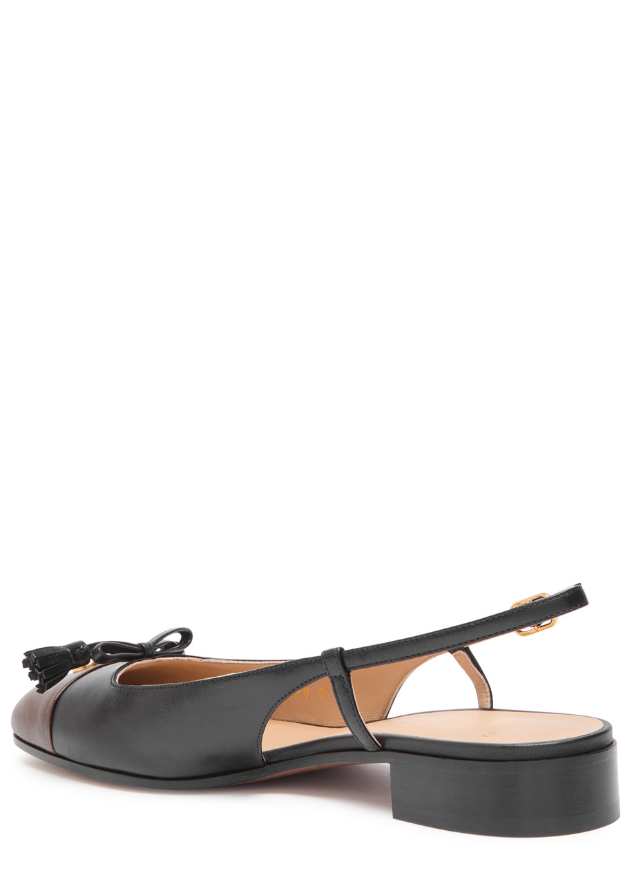 Valentino Valet Du Roi Leather Slingback Ballerina Flat In Black