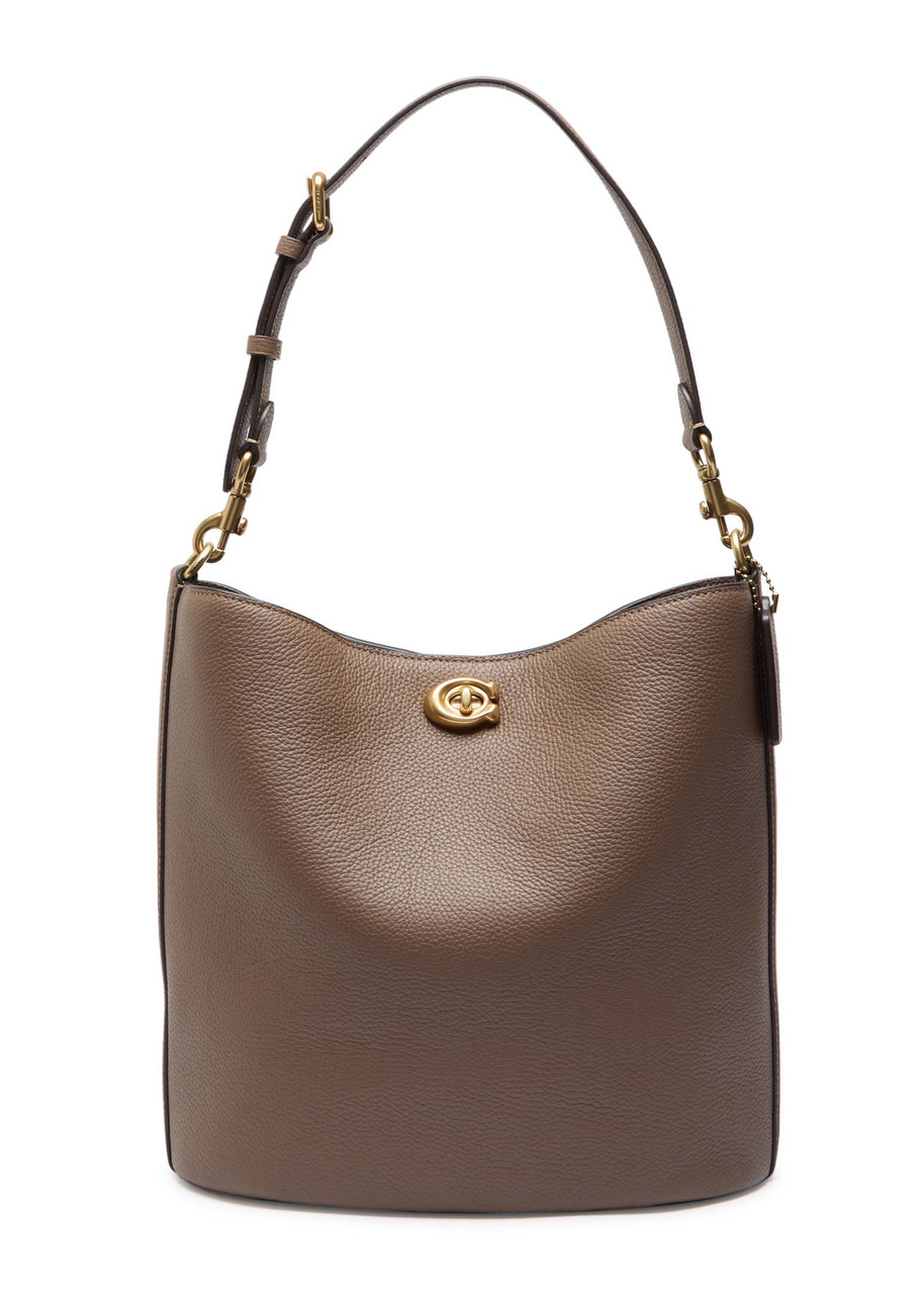 Coach Willow Grained Leather Bucket Bag In Taupe
