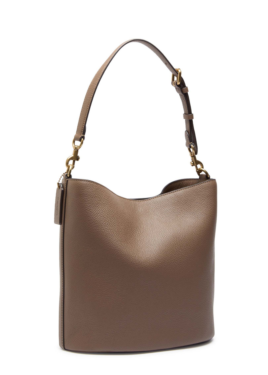 Coach Willow Grained Leather Bucket Bag In Taupe