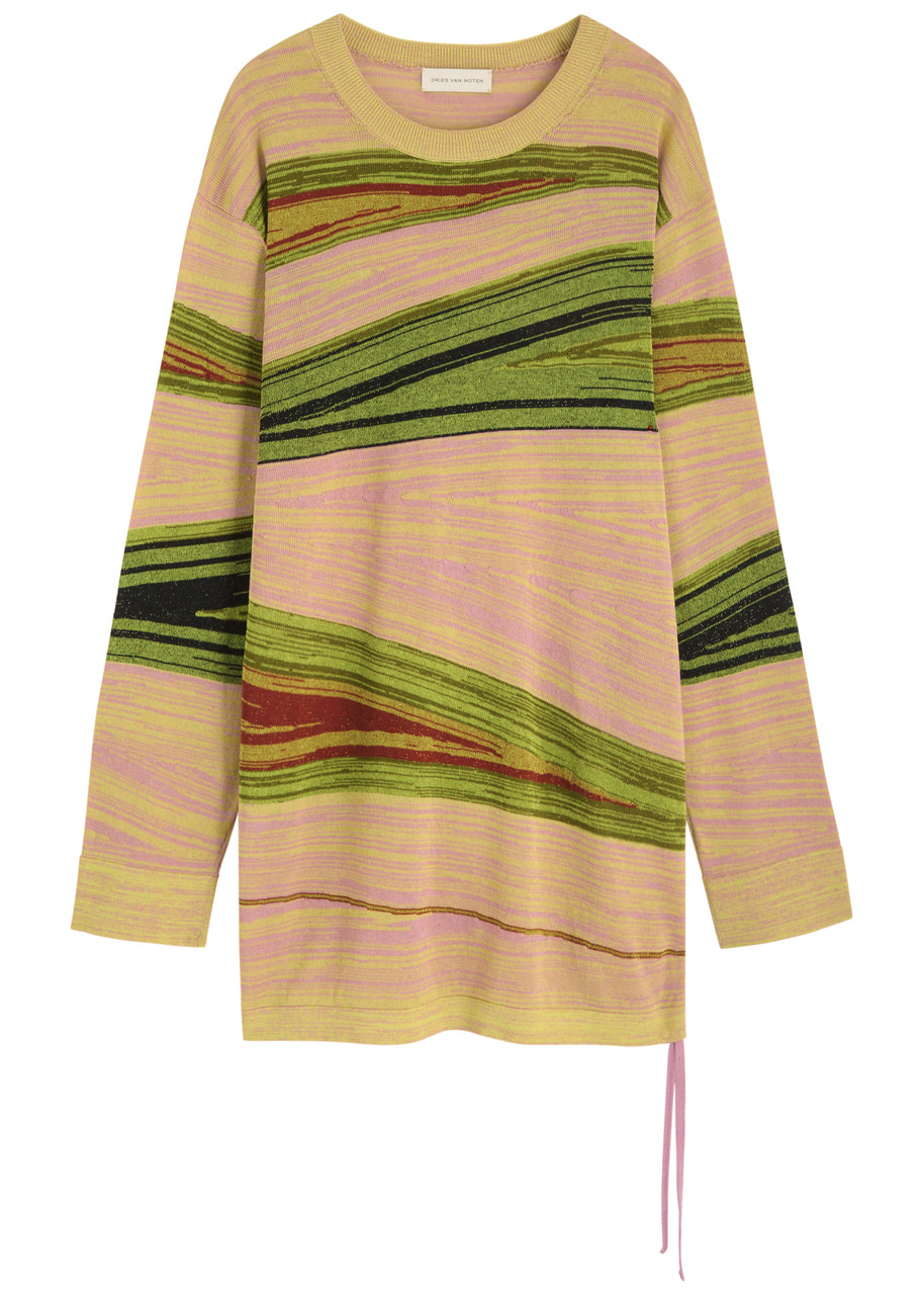 Dries Van Noten Tippi Intarsia Fine-knit Jumper In Pink