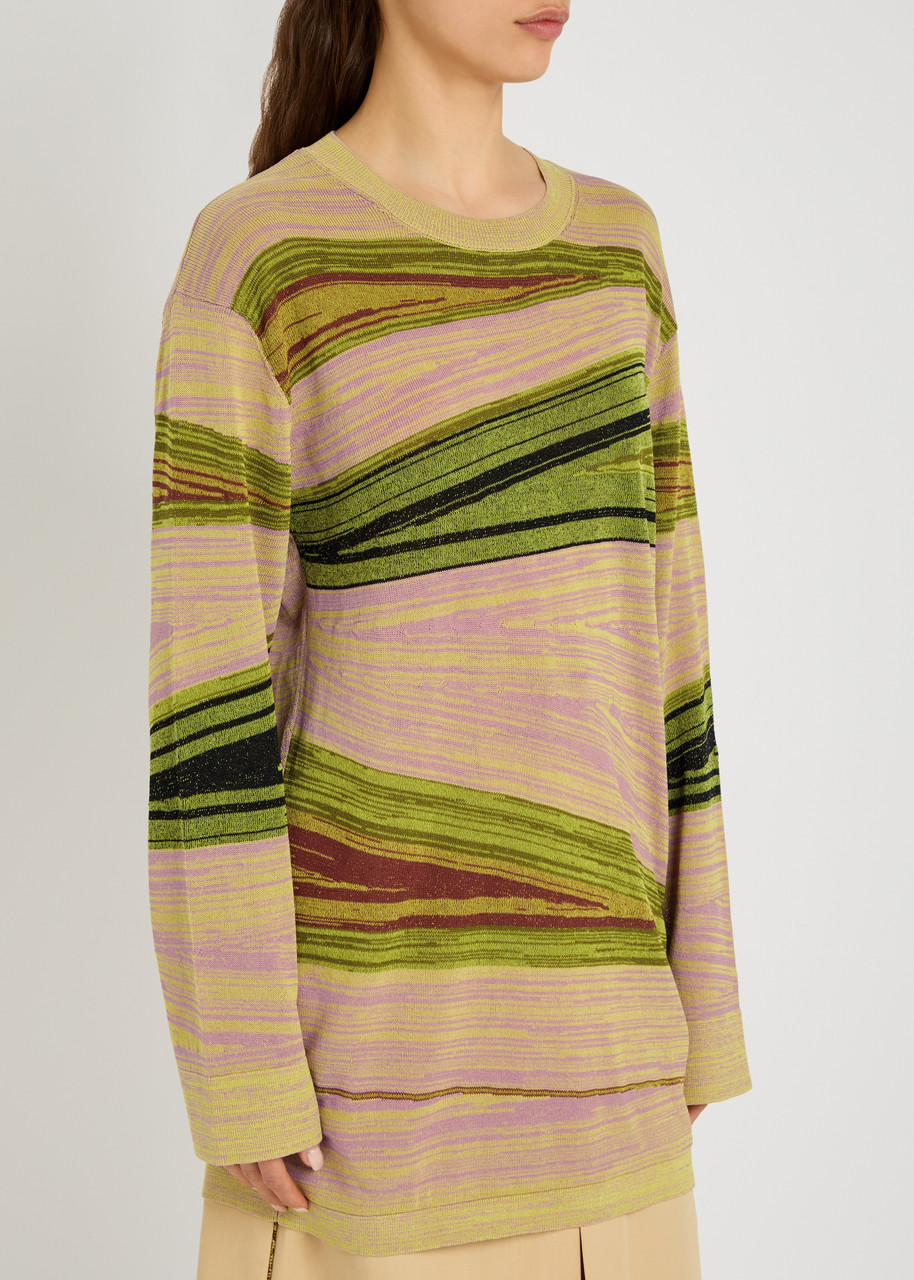 Dries Van Noten Tippi Intarsia Fine-knit Jumper In Pink