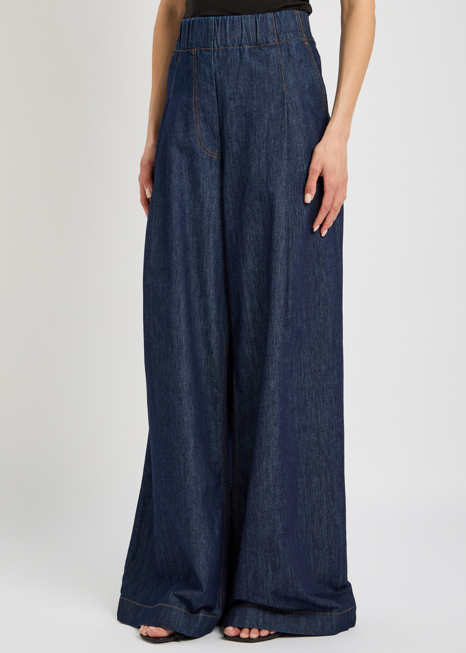 Dries Van Noten "pila" Wide Leg Trousers In Denim