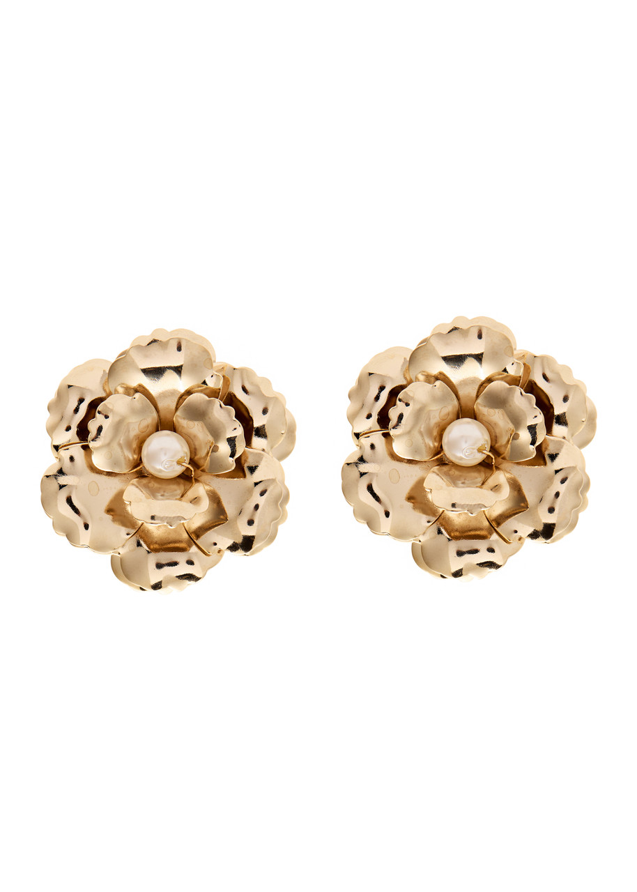 Rosantica Flower Clip-on Earrings In Gold