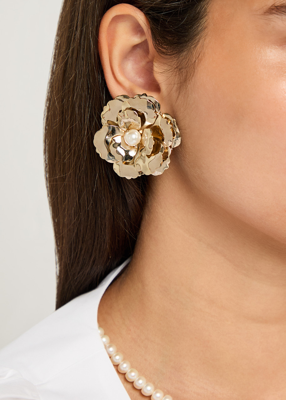 Rosantica Flower Clip-on Earrings In Gold