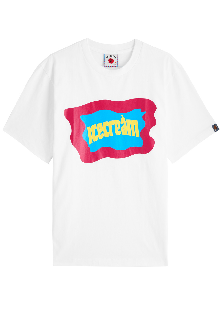 Ice Cream Block Logo Cotton T-shirt - White - L