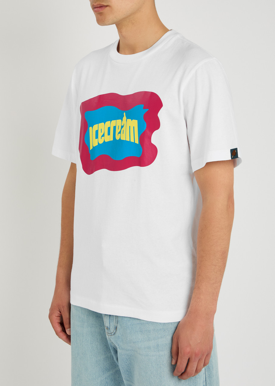  Ice Cream Block Logo Cotton T-shirt - White - L 