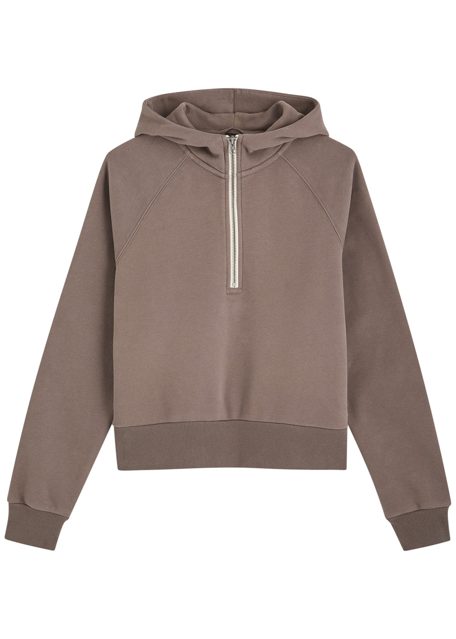 Vuori Restore Zip-neck Fleece Hooded Sweatshirt In Mauve