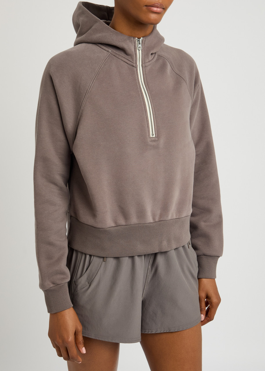 Vuori Restore Zip-neck Fleece Hooded Sweatshirt In Mauve