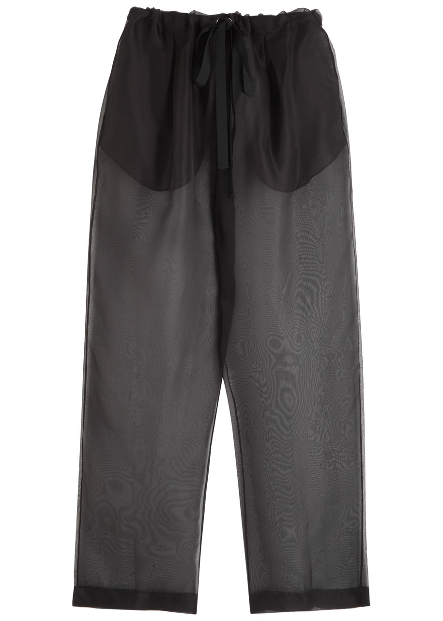 Khaite Trenton Silk Organza Sheer Pants In Black