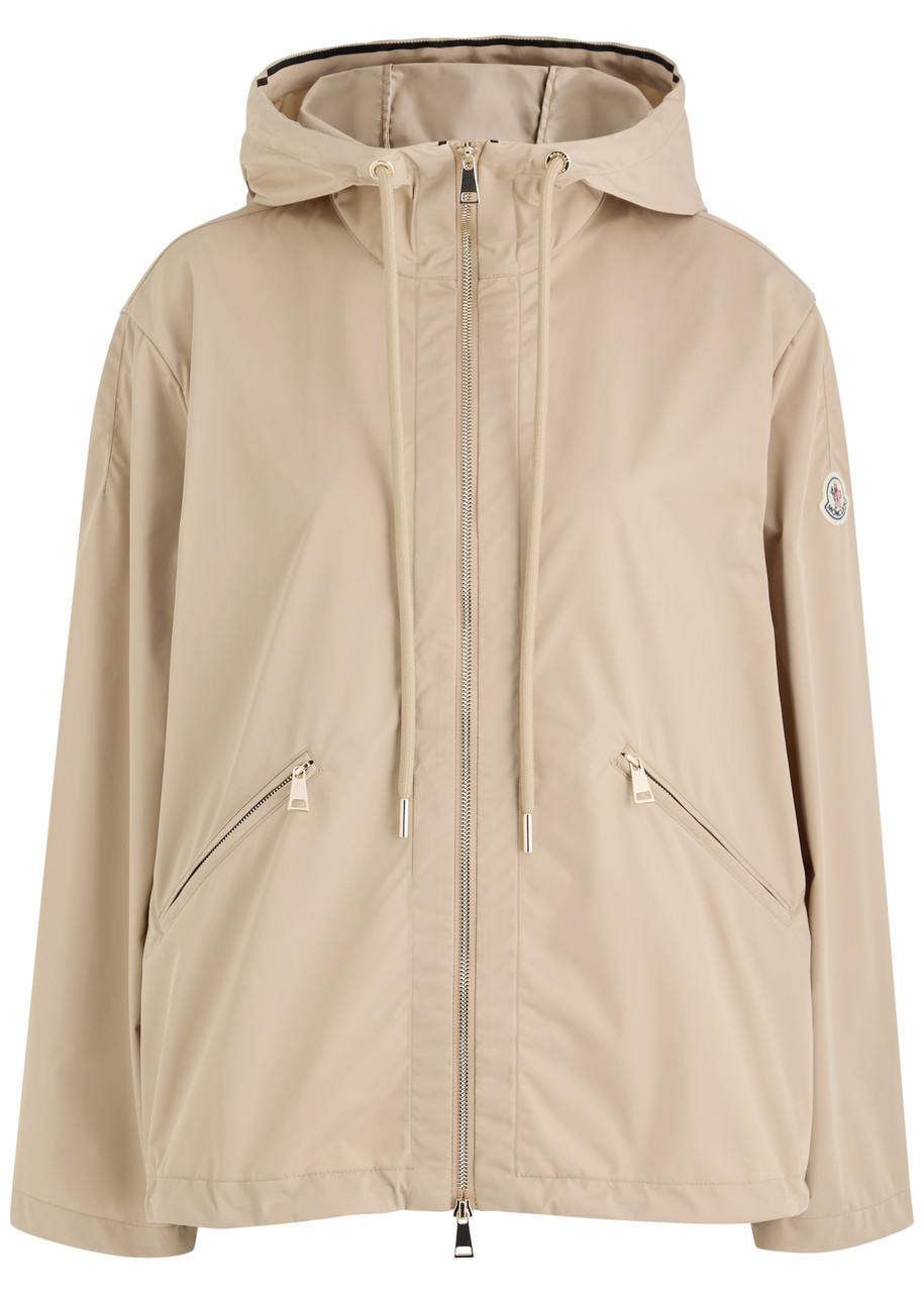 Moncler Enet Gabardine Hooded Jacket In Beige