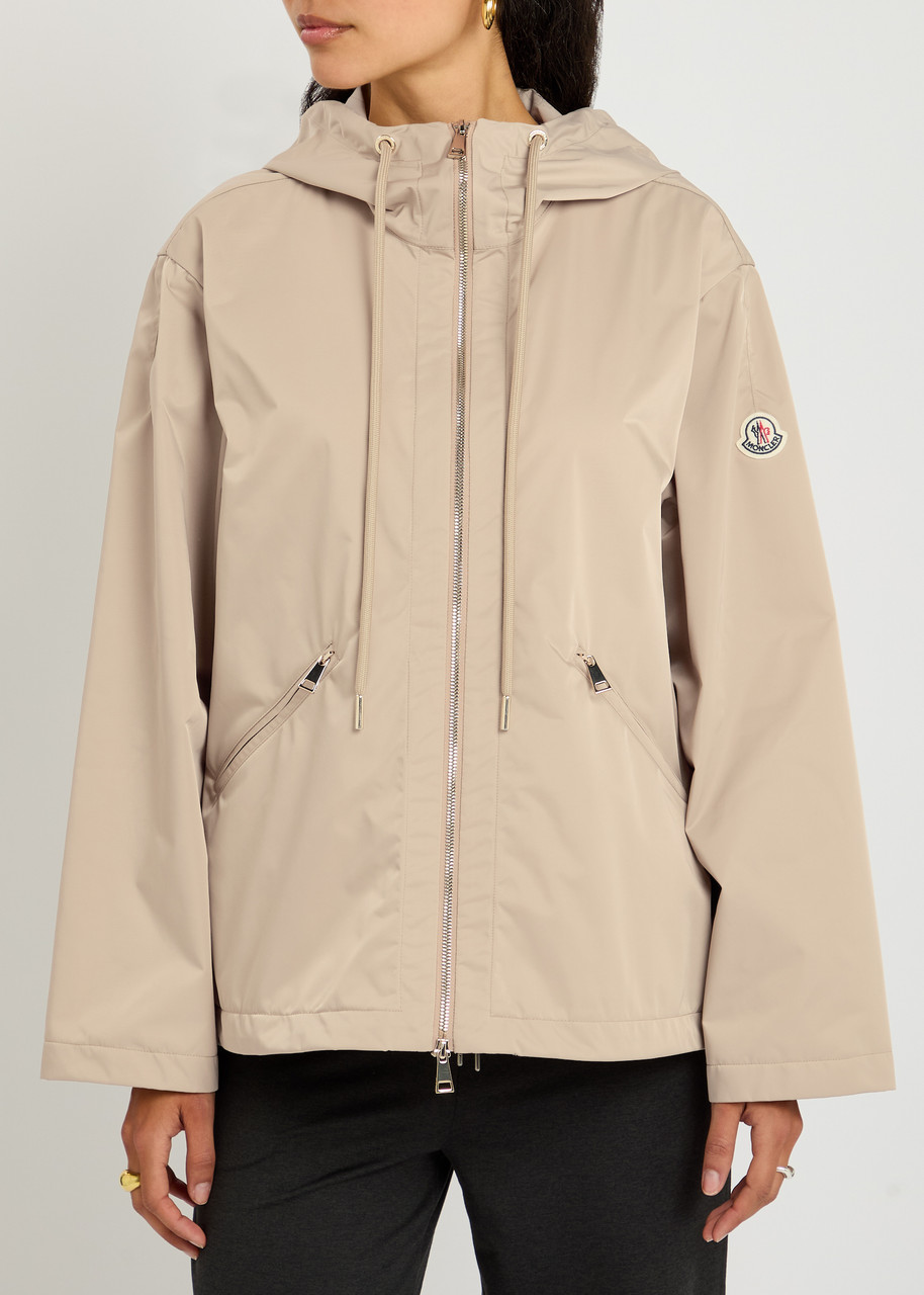 Moncler Enet Gabardine Hooded Jacket In Beige