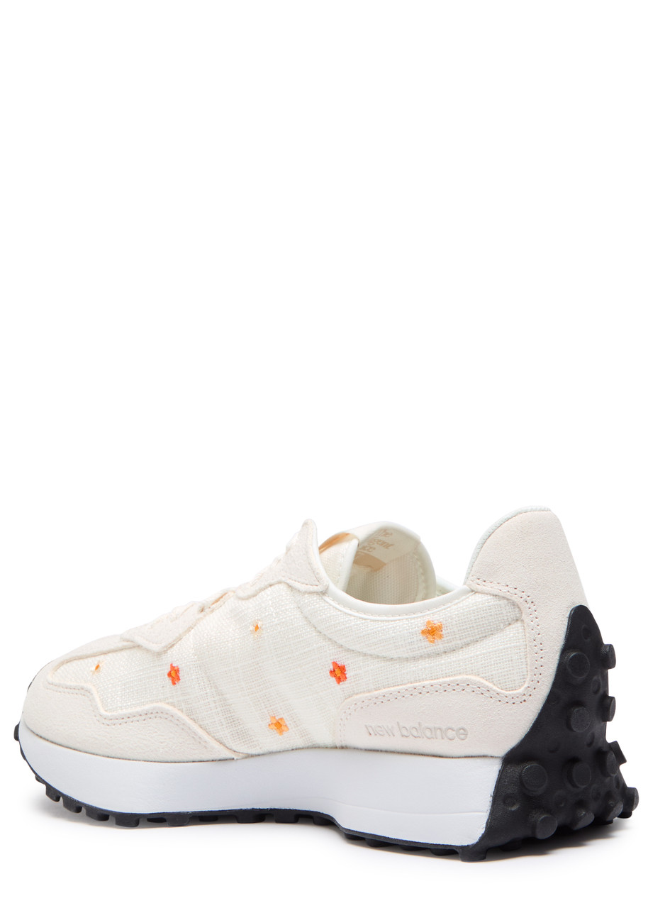 New Balance 327 Flower Panelled Canvas Sneakers In Light Grey