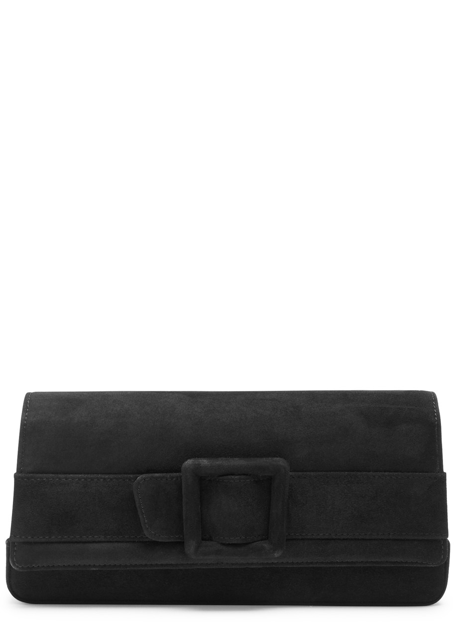 Manolo Blahnik Maygot Suede Clutch In Black