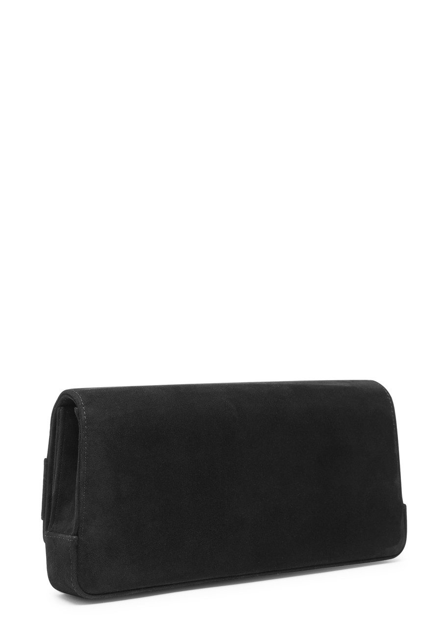Manolo Blahnik Maygot Suede Clutch In Black