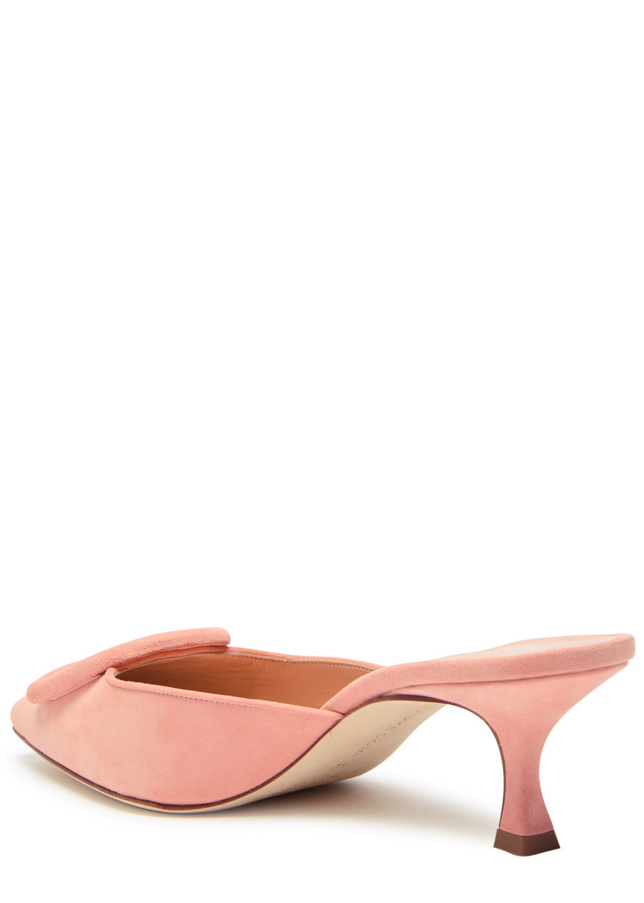 Manolo Blahnik 50mm Maysale Mules In Rose