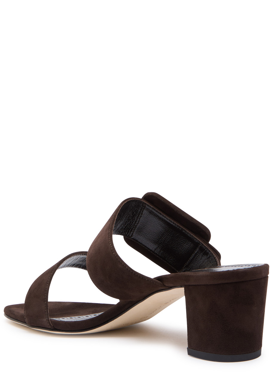 Manolo Blahnik Titubanew 50 Suede Sandals In Brown