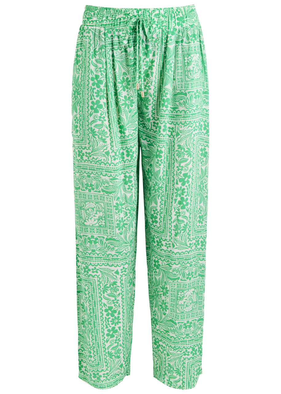 Melissa Odabash Jude Printed Straight-leg Trousers In Green