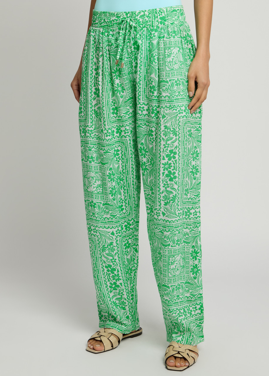 Melissa Odabash Jude Printed Straight-leg Trousers In Green
