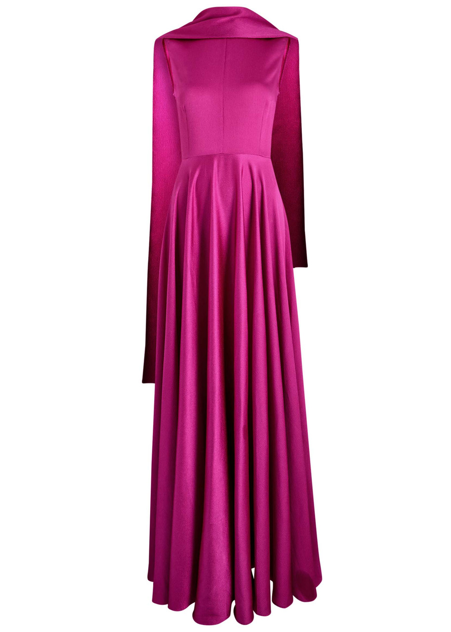 Solace London Emelia Draped Satin Maxi Dress In Dark Pink