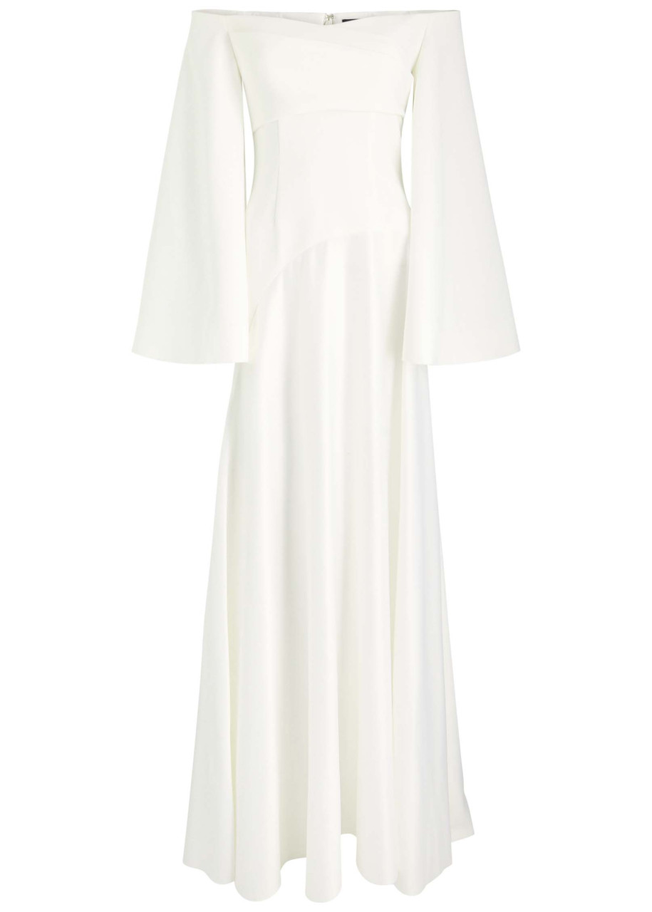 Solace London Rina Satin and Crepe Maxi Dress - Cream - 10 (UK14 / L)